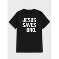 thumbnail image 4 of 'JESUS SAVES BRO' - Men's Front Printed Short-sleeved T-shirt - Comfortable & Breathable Casual Tops for Summer, Spring & Fall - Peace, Love, Faith, 4 of 5