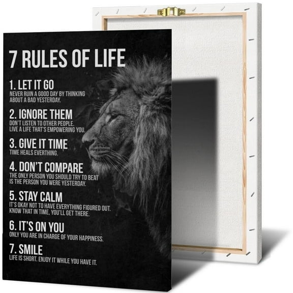 7 Rules for Life Motivational Wall Art (6) Success Motivational Poster Quotes Wall Decor Living Room Bedroom Office Bathroom Canvas Print