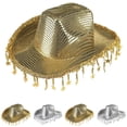 thumbnail image 2 of Xfvqtps Mens and Womens Glitter Cowboy Hat Sequin Star Tassel Wide Brim Western Cowboy Style Performance Hat, 2 of 2