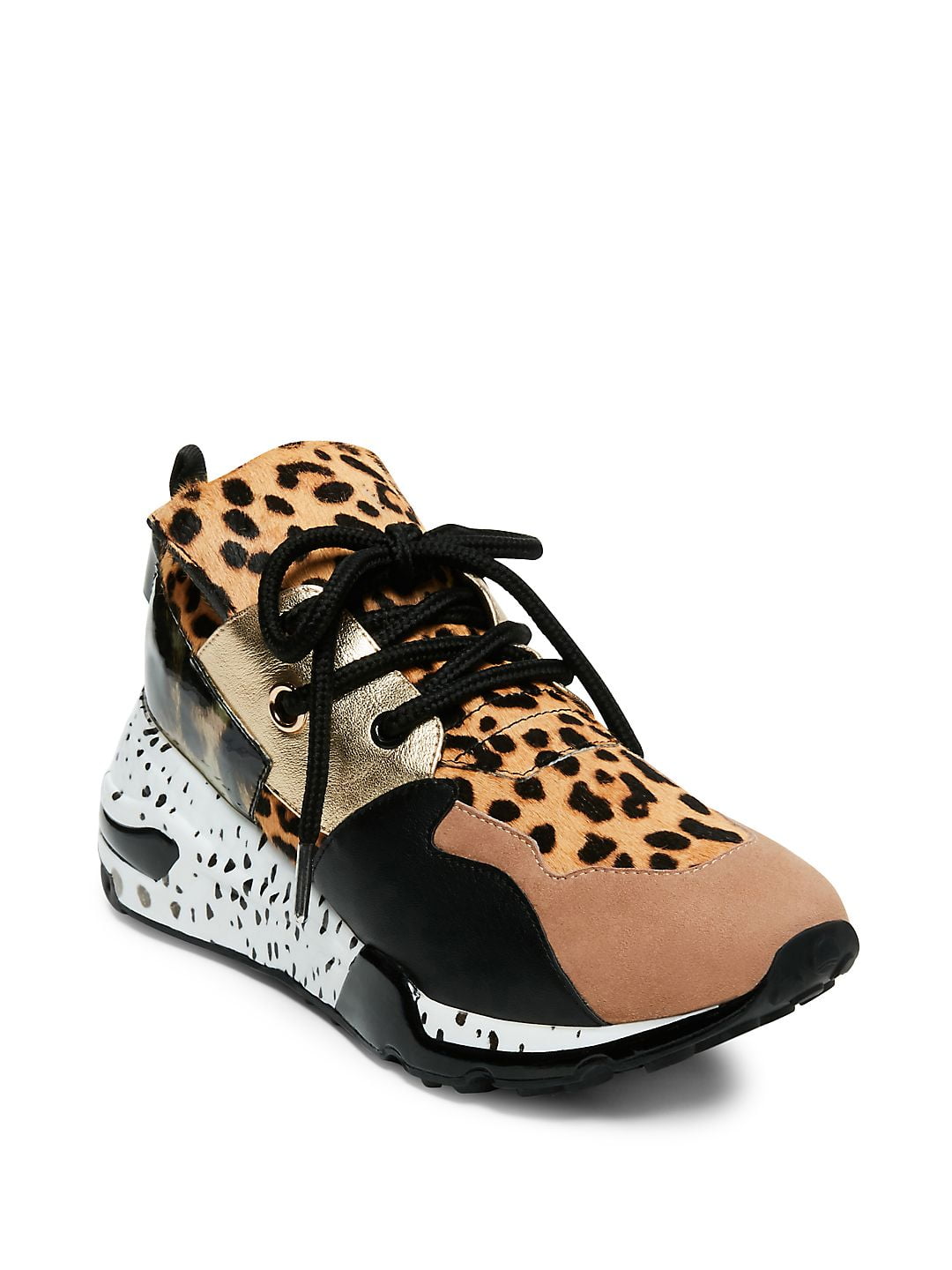 Descifrar amanecer Mucho Steve Madden Women's Cliff Leather Leopard Print Lace-Up Sneaker -  Walmart.com