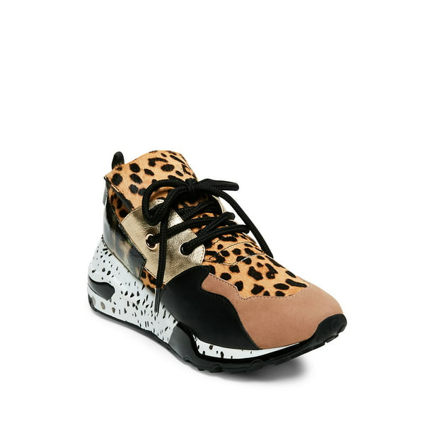 Estado pala oficina postal Steve Madden Women's Cliff Leather Leopard Print Lace-Up Sneaker -  Walmart.com