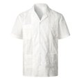 thumbnail image 1 of BOBOGOJP Chemises Décontractées pour Hommes Rétro Poche Manches Courtes, Blanc G, 1 of 4