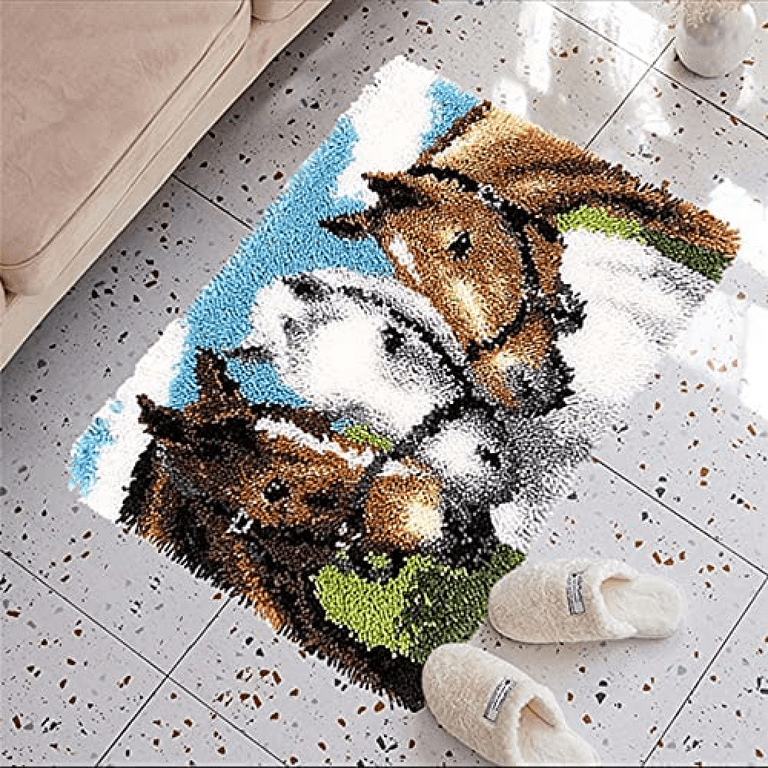 Latch Hook Kits For Adults Kids Beginners, DIY Rug Making Kit For Adults  With Printed Animal Patterns, Canvas Yarn Latch Hook Kit, Latch Hook Rug  Kit