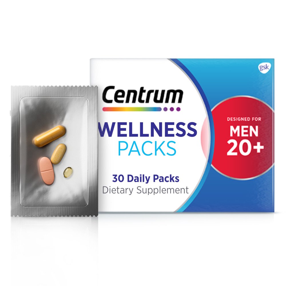 Centrum Wellness Packs Daily Vitamins for Men In Their 20S, With