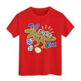 thumbnail image 1 of PMVFHDE Tenue de Pâques pour Filles T-Shirt Graphique de Pâques / Imprimé Lapin & Œuf Manches Courtes Col Rond / Tee-Shirt en Coton Doux pour Tout-Petit / Tenue Décontractée Printemps Été Rouge, 12-13 Ans, 1 of 4