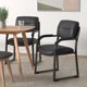 thumbnail image 2 of Silla auxiliar Boss Office Products de piel con brazos, color negro, 2 of 7