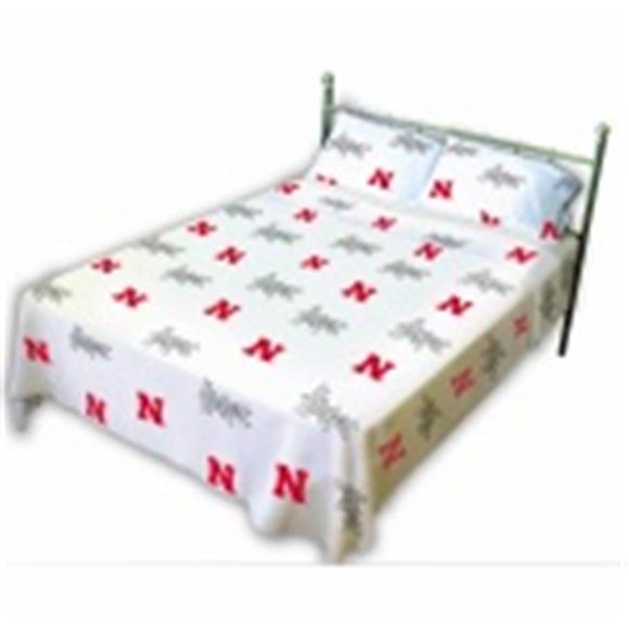 Comfy Feet NEBSSFLW Nebraska Printed Sheet Set Full - White