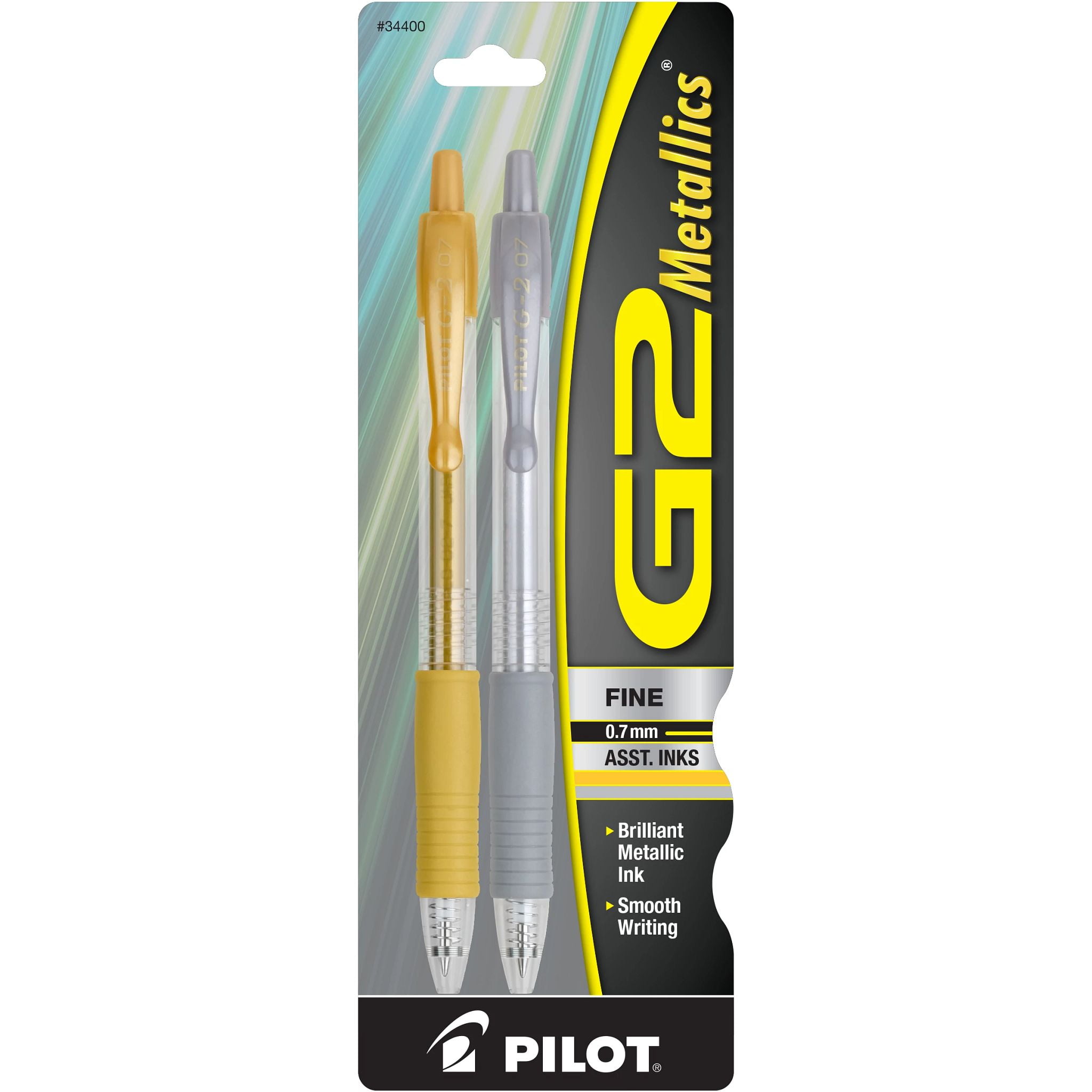 G2 Metallics Retractable Gel Ink Pen, 2 Assorted Inks, 0.7 Fine Point