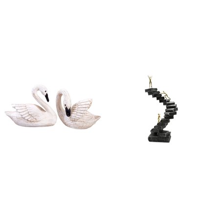 3 Pack Resin Swan Statue Book Stairs Climbing Ladder Unique White Material for Home Office Wedding Party Decor