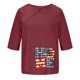 thumbnail image 1 of Mujeres Día de la Independencia 1/2 Manga Casual Cuello Redondo Impreso Botón Suelto Túnica Camisa Blusa Tops Fridja  hjk846, 1 of 5