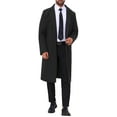 thumbnail image 2 of Abrigo de invierno Inspire Chic para hombres, abrigo de trench de solapa muesca de un solo botón, negro - Nuevo, 2 of 6