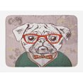 thumbnail image 1 of Dog Bath Mat, Vintage Illustration of Old Hipster Pug Dog with Red Glasses and Bow Master of Professor, Non-Slip Plush Mat Bathroom Kitchen Laundry Room Decor, 29.5 X 17.5 Inches, Multi, Ambesonne, 1 of 2