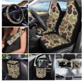 thumbnail image 2 of Yuyamidu Duck Camo Front Back Seat Covers for Car Rearview Mirror Cover Steering Wheel Cover Seatbelt Strap Pads Car Trash Bin Air Vent Bag Cup Coasters Keychain, 15PCS, 2 of 7