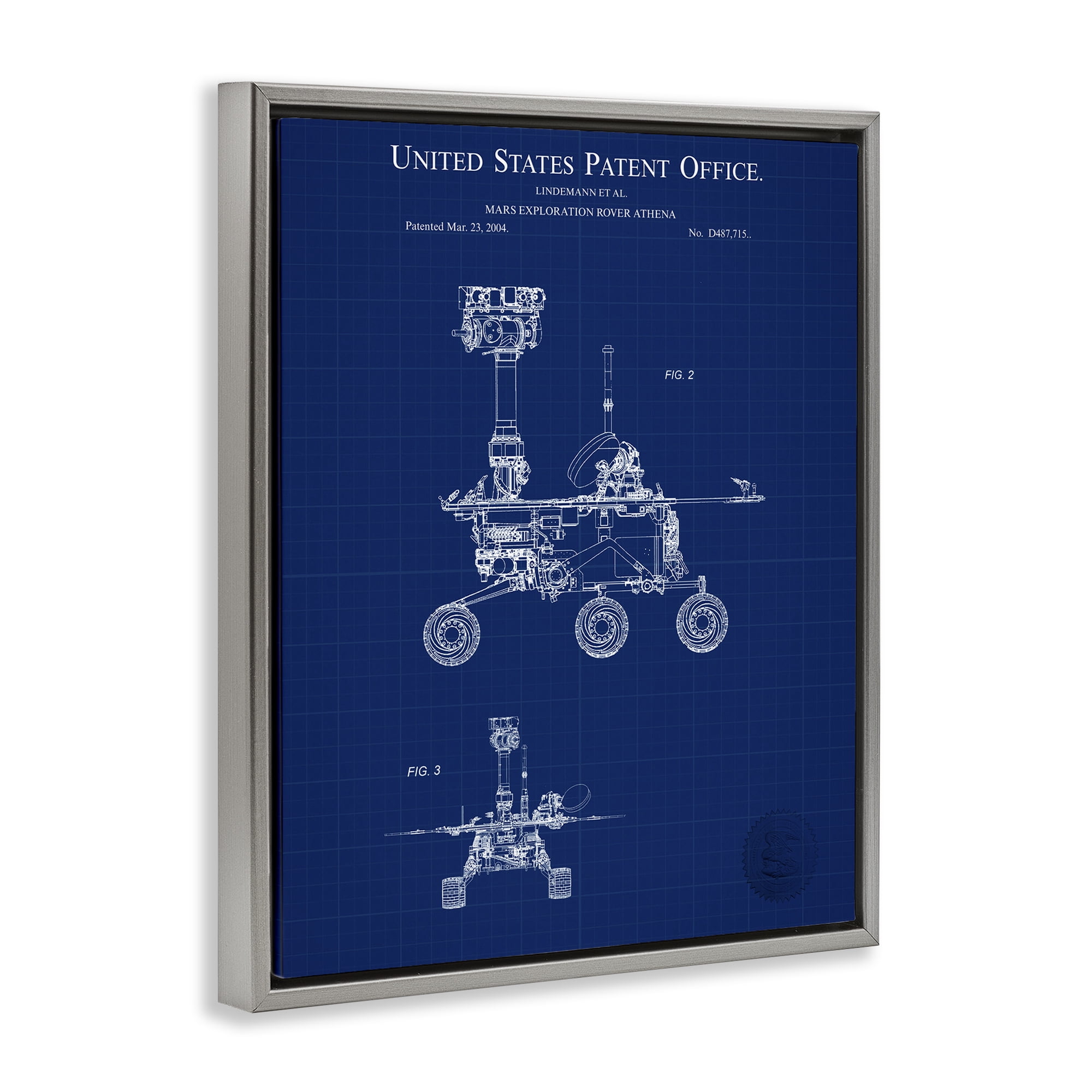 Stupell Industries Mars Exploration Blueprint Transportation Painting Gray Floater Framed Art Print Wall Art, 25 x 31