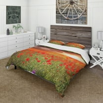 Designart 'Wild Poppy Flowers At Cloudy Sunset' Cabin & Lodge Duvet Cover Set