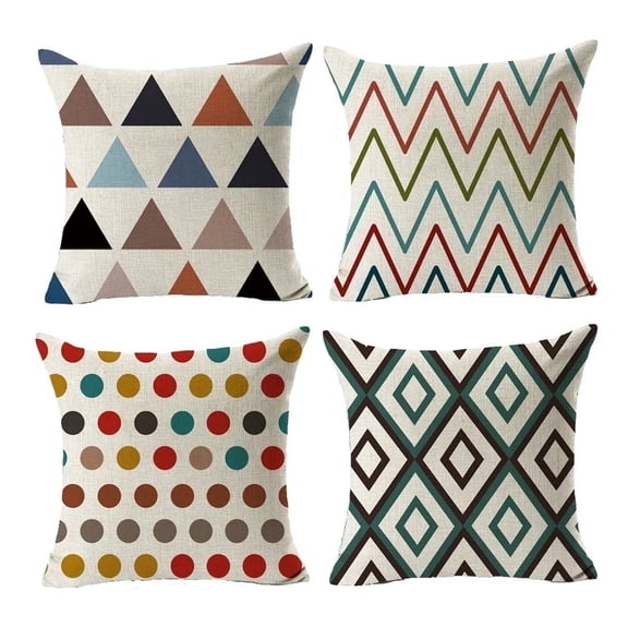Modern Simple Geometric Decorative Throw Pillow Covers Square Cotton Linen Cushion Covers Outdoor Sofa Home Pillow Covers 18 X 18 Inch