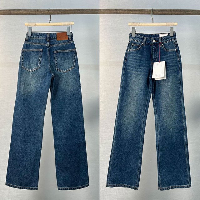 Otoño e Invierno europeos y americanos nuevo McQueen pierna recta con pantalones vaqueros de lana para mujer, cintura alta, corte holgado, slimm