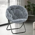 thumbnail image 2 of BuySphere Round Foldable Oversized Saucer Moon Chair for Adults Large Cozy Chair for Bedroom, Grey, 2 of 17