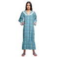 thumbnail image 3 of Moomaya Robe de Nuit Maxi pour Femmes en Coton à Col en V Imprimé avec Bordure Volantée, 3 of 5