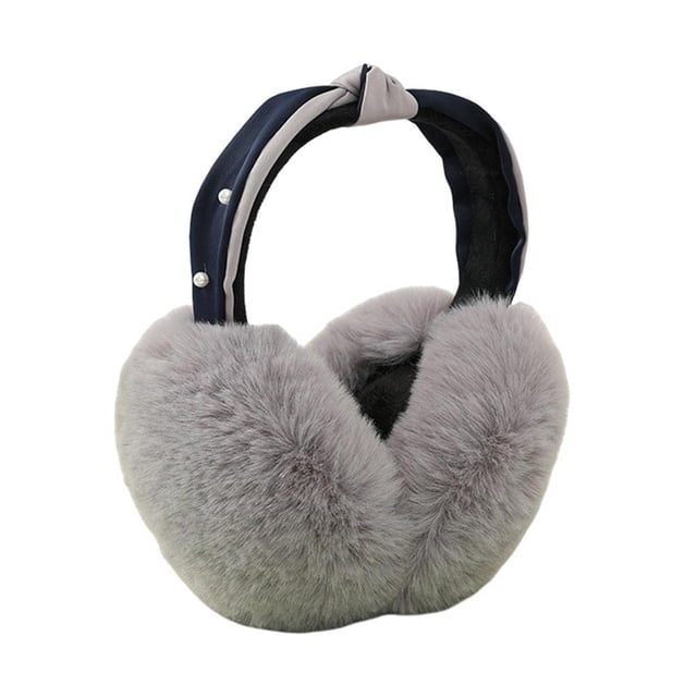 Orejeras cálidas de invierno para mujeres y niñas, calentadores de orejas de felpa de piel sintética suave, orejeras plegables con diadema oso de fresa Hogar