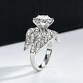 thumbnail image 4 of Women's Cocktail Diamond Ring, Angel Wings Diamond Engagement Ring, Partywear Diamond Ring, 2.5 Ct Round Cut Simulated Diamond, 925 Sterling Silver, Dome Ring For Her, 4 of 5