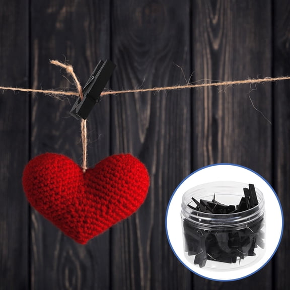 WHAMVOX 50Pcs Practical Design Small Clothes Pins for Fixate Photos in Black 1.4*0.8*0.2in
