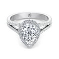 thumbnail image 2 of Guava - Moissanite Pear Shape Lab Diamond Halo Engagement Ring With PavÃ© Double Band, 2 of 4