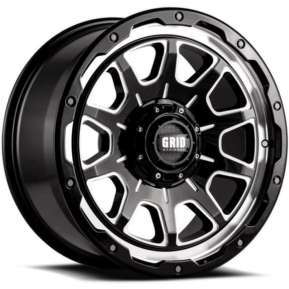 Grid OffRoad GD15 Custom Wheel for 20x9 inch Gloss Black with Milled Accents Rim 110.3mm Hub Bore