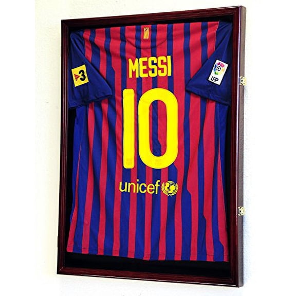 Football Jersey Frame Display Case Cabinet w/ 98% UV Protection -Cherry Finished