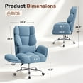 thumbnail image 2 of Hawsaiy Big and Tall Office Chair, Flip Armrests with Side Pockets, Comfy Criss Cross Office Chair with Extra-Wide Plush Seat, 150° Reclining Executive Office Chair, Chenille Upholstery, Blue, 2 of 12