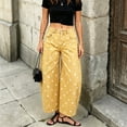 thumbnail image 5 of Polka Dot Pants for Women Boyfriend Y2k Baggy Barrel Denim Pants | Summer Fall Outfits Fashion Boho Cotton Mid Rise Wide Leg Baggy Jeans XL, 5 of 6