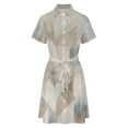 thumbnail image 5 of Abstract Geometric Beige Design Womens Shirt Dresses Women'S Short Sleeve Dress Turn-Down Collar Dress A Line Casuall Dress Oversize(XS-6XL), 5 of 7