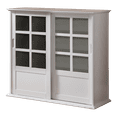 thumbnail image 2 of Pilaster Designs Nolan White Wood China Curio Display Cabinet With Glass Sliding Doors & Adjustable Storage Shelves, 2 of 4