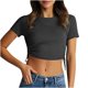 thumbnail image 1 of Tops de Trabajo de las Mujeres, Nueva Camiseta Casual de Cuello Redondo de Manga Corta con Cordón de Color Sólido para Diario Y Viajes, 1 of 8