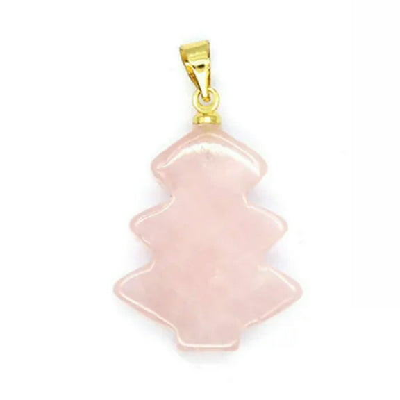 Mini Natural Christmas Tree Pendant Crystal Chakra Stone Quartz Necklace Xmas