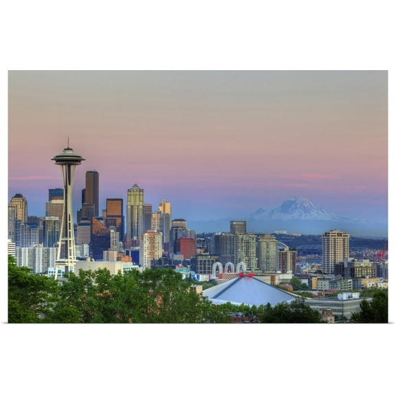Great BIG Canvas | Rolled Jamie and Judy Wild Poster Print entitled Washington, Seattle, skyline from Kerry Park