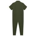 thumbnail image 5 of YONGHS Mens Zipper Coverall Jumpsuits One Piece Short Sleeve Warehouse Garages Workerwear Suit Army Green XXL, 5 of 7