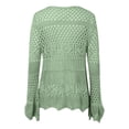 thumbnail image 5 of JIAYUE Women's Swimsuit Cover-Ups Solid Color Long Sleeve V Neck Lace Up Knit Scalloped Beach Hollow Cardigan Comfortable Swimwear Cover Up Top, 5 of 6
