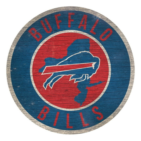 Buffalo Bills Sign Wood 12 Inch Round State Design