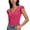 #0013-Hot Pink, variant on Women's Ruffle Short Sleeve V Neck Top Form Fitting Notch Neck Crop Blouse Casual Cute T-Shirt