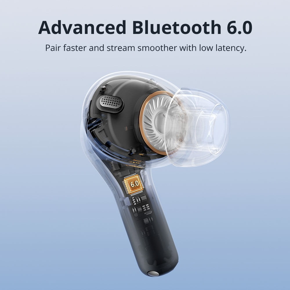 Wireless Earbuds, Tronsmart Hybrid Noise Cancelling In-Ear Earbuds, 6-Mic AI Call, Hi-Res Audio, Force Sensor, Bluetooth 6.0, 40H Bluetooth Headphone with Charging Case, Compatible for iPhone Android