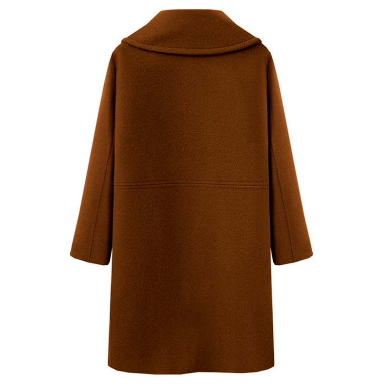 Lu s Chic Women s Double Breasted Coat Ladies Elegant Dressy Midi Long Pea Coat Winter Fall Peacoat Jacket Warm Thermal Long Sleeve Knee Length