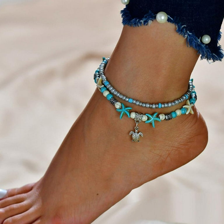 Bracelet Starfish Turquoise Beads Sea Turtle Anklet Beach Sandal