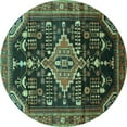 thumbnail image 1 of Ahgly Company Machine Washable Indoor Round Persian Turquoise Blue Traditional Area Rugs, 3' Round, 1 of 4