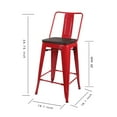 thumbnail image 2 of Leejay Red 24 inch High Back Counter Height Metal Barstool with Dark Wood Seat, Set of 6, 2 of 5