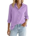 thumbnail image 6 of Button Down Shirts for Women! Comdrip Women's 2025 New Women's Clothing European and American Versatile Satin Texture Drape Long Sleeved Shirt Solid Womens Blouses H L, 6 of 6
