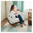 thumbnail image 3 of Nursery Rocking Chair with Three Side Pockets, Glider Chair for Nursery with Upholstered High Backrest, Solid Wood Legs Nursery Chair for Living Room Bedroom (Beige, Teddy Fabric), 3 of 8
