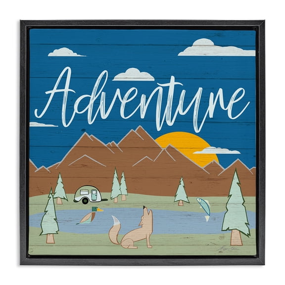 Stupell Industries Eclectic Rustic Adventure Landscape Black Floating Frame Canvas Art, 18 x 18, by Hugo Edwins
