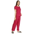 thumbnail image 2 of Inkmeso Womens 2Pcs Solid Nightwear Set Short Sleeves Top & Pajama Sets Soft Cotton Loungewear, 2 of 7