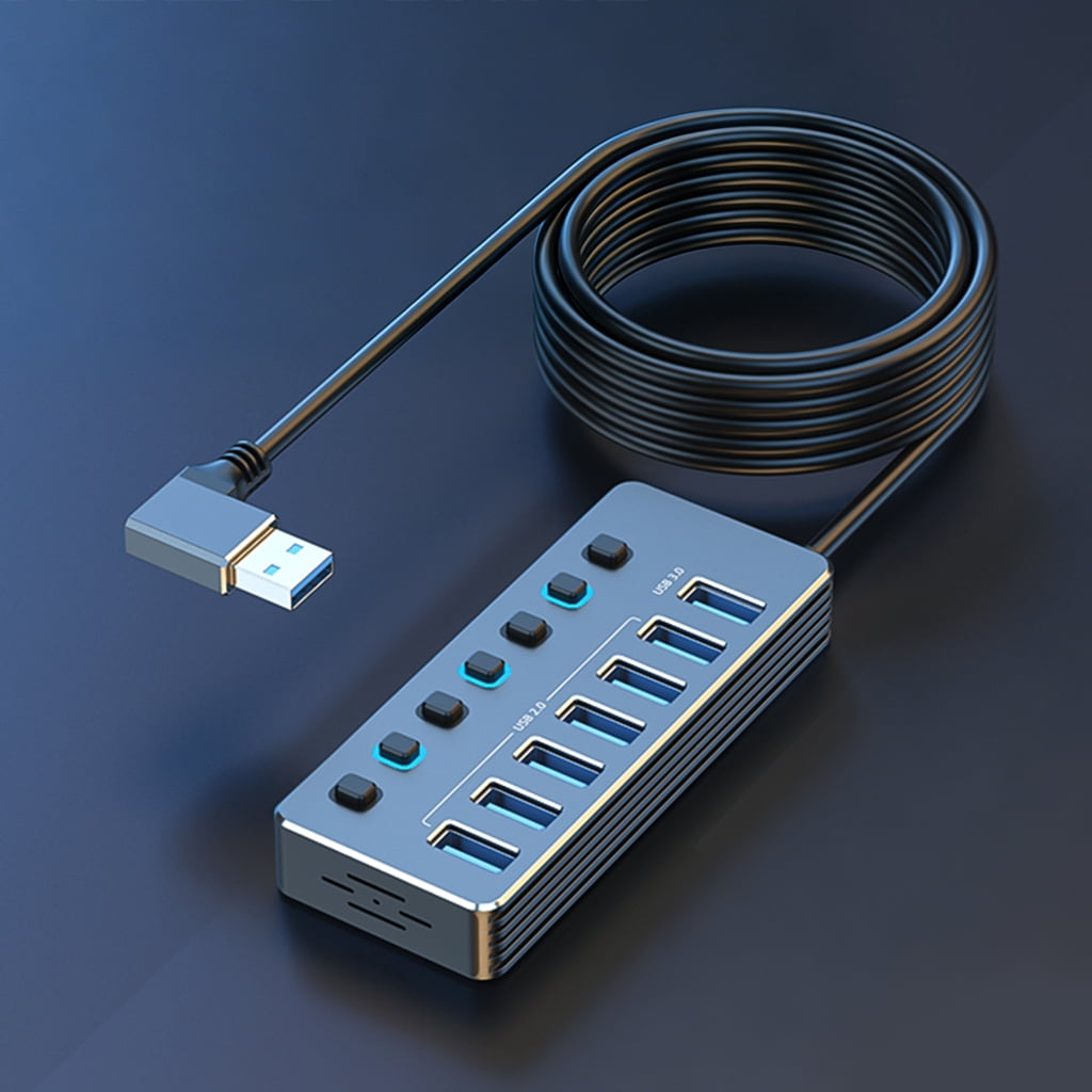 Aluminum Body Multiport USB Hubs Individual Power Controls LED Status Lights and Fast Speed for Multiple Devices